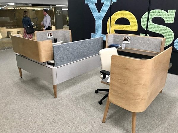 Corporate office interior design desk space and space dividers