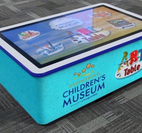 3D digital concept full color render of custom interactive art table at Greensboro Children's Museum