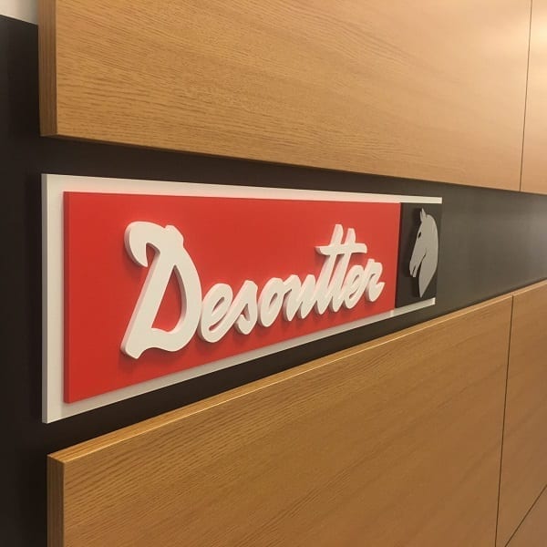 Desoutter show room custom millwork 3D signage