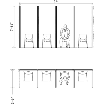 Modular lobby booth dimensions for corporate triage in lobbies and waiting rooms