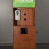 Cherry wood option with branded graphic for hygiene station in lobbies by Holt Environments