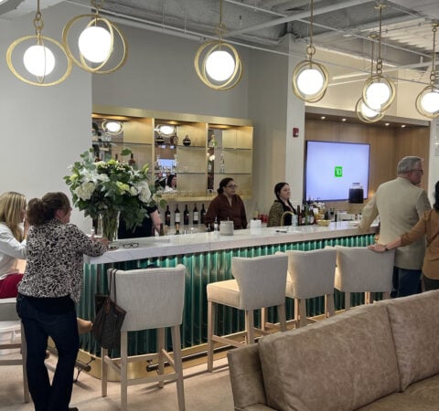 TD Bank branded event space bar and hanging lights