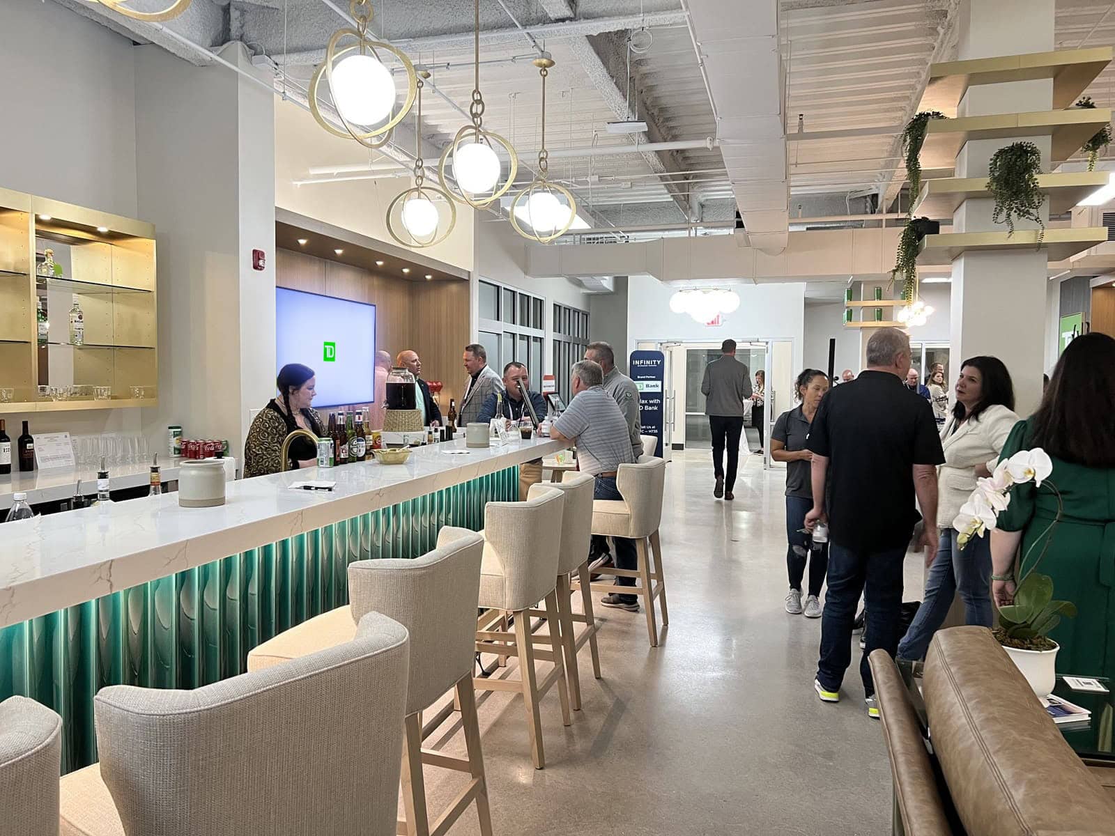 TD Bank branded event space bar angled view