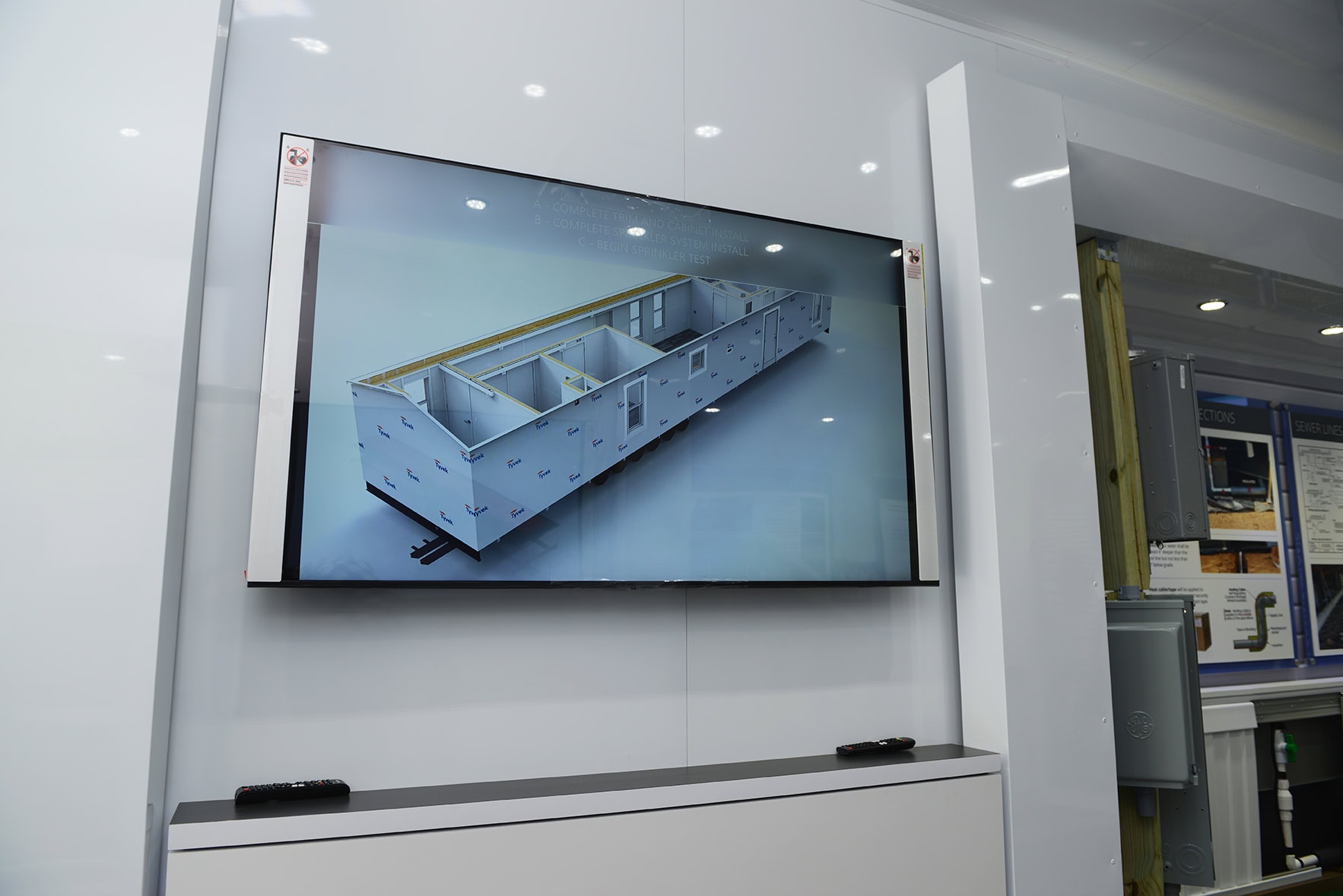 TV monitor inside mobile training classroom trailer