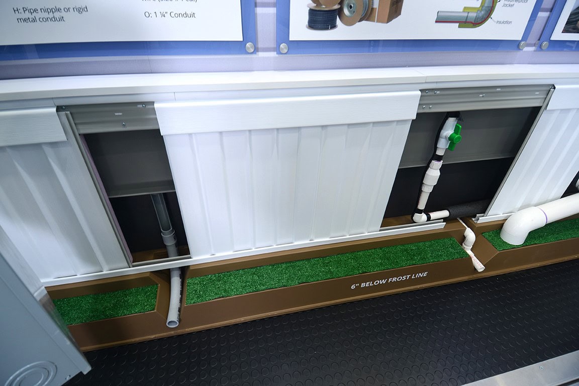 Utilities mock up within mobile construction training trailer