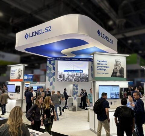 LenelS2 custom island trade show exhibit at ISC West 2024 - demo at kiosk