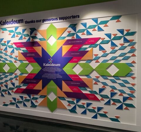 Kaleideum museum - donor wall angled
