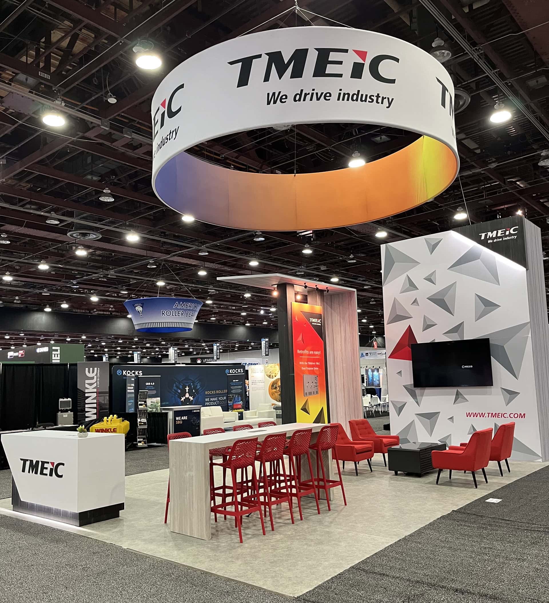 TMEIC 20x30 trade show exhibit AISTech 2023 - seating corner view