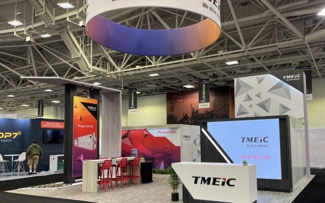 TMEIC trade show exhibit Clean Power 2024 - reception corner