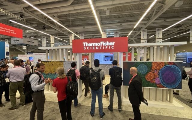 TFS 50x50 trade show exhibit M&M 2024 - presentation from aisle