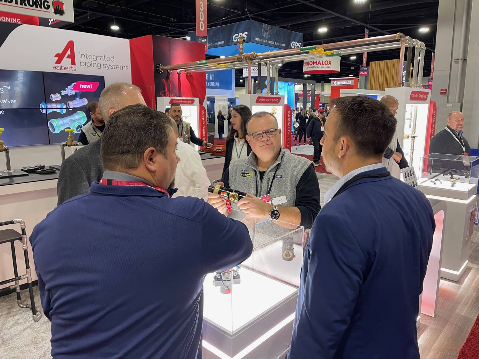 Aalberts at AHR 2023 island trade show exhibit - attendee engagement