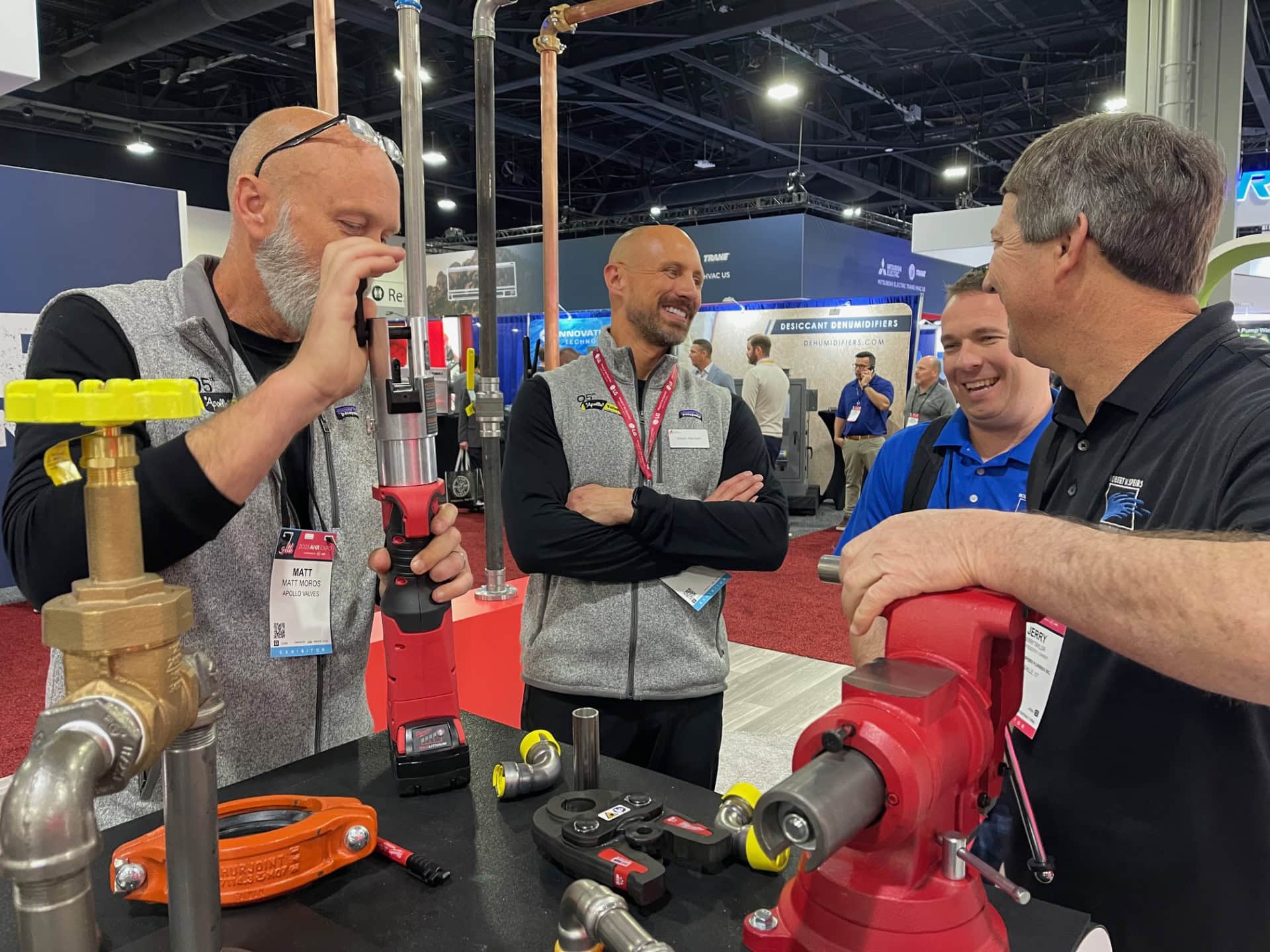 Industrial plumbing and valve solutions demonstration at Holt Experiential event.