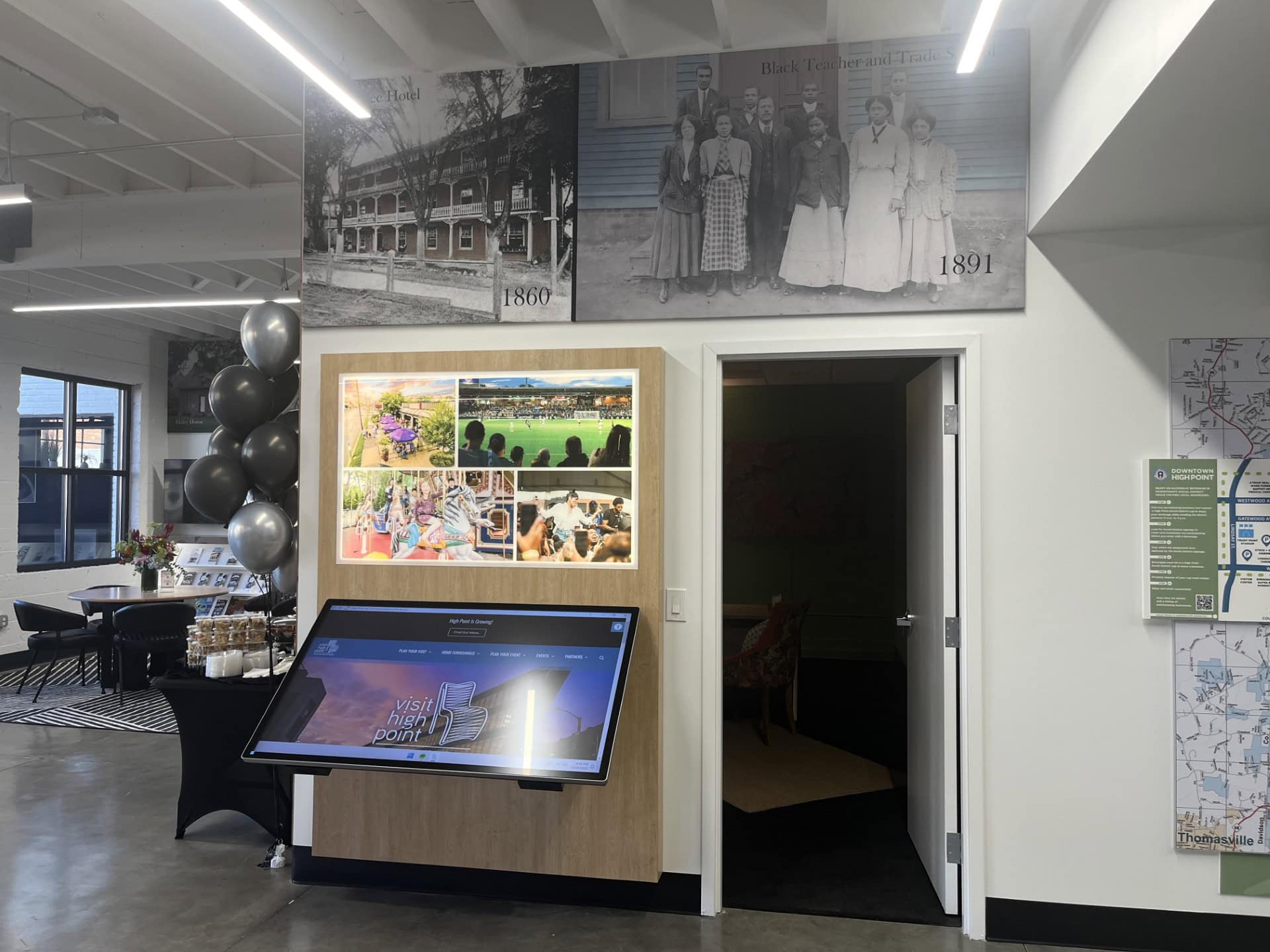 Visit High Point branded interior - interactive and timeline
