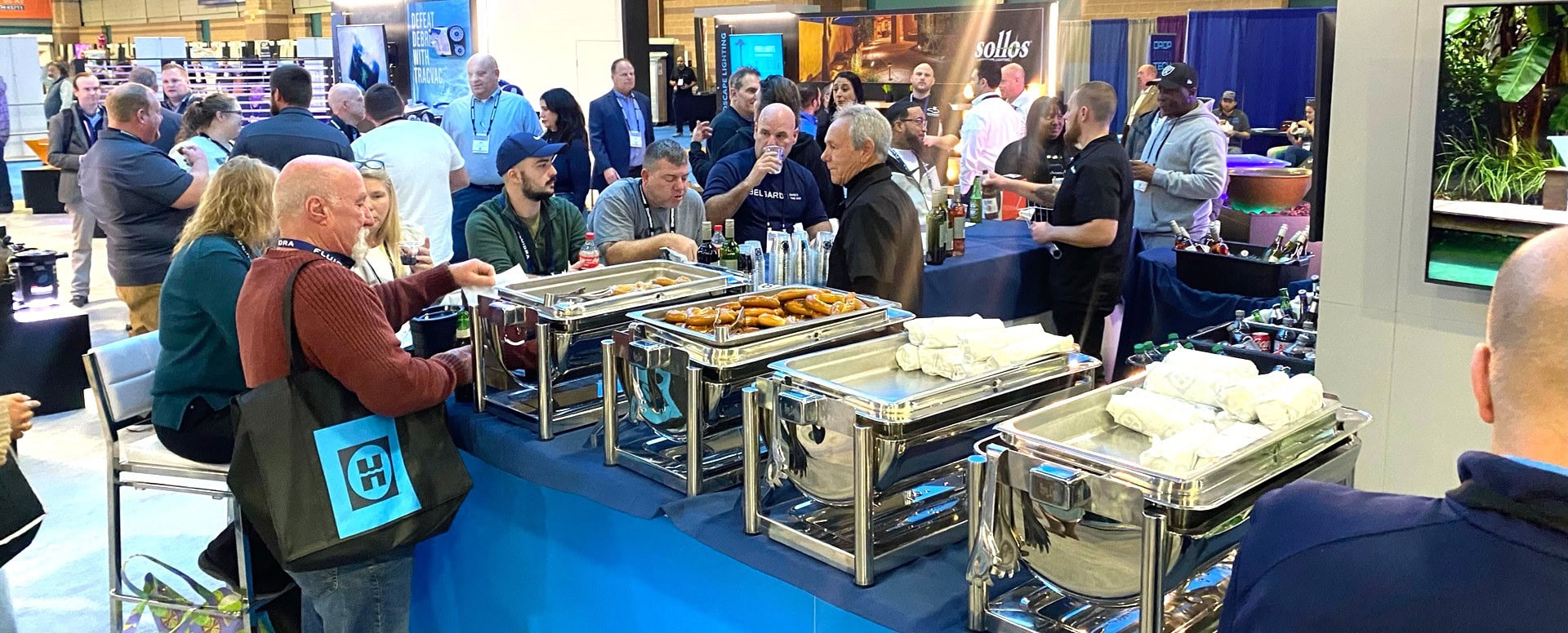 Hayward Pools trade show exhibit hospitality buffet