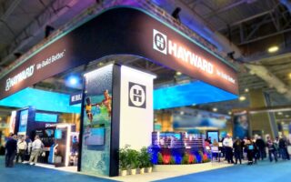 Innovative Holt Experiential booth at industry trade show showcasing Hayward's building solutions and brand presence.