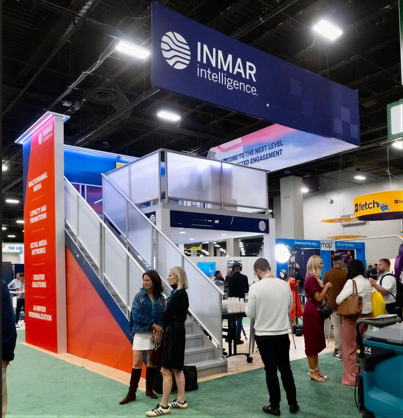 Inmar double deck exhibit stairs corner view