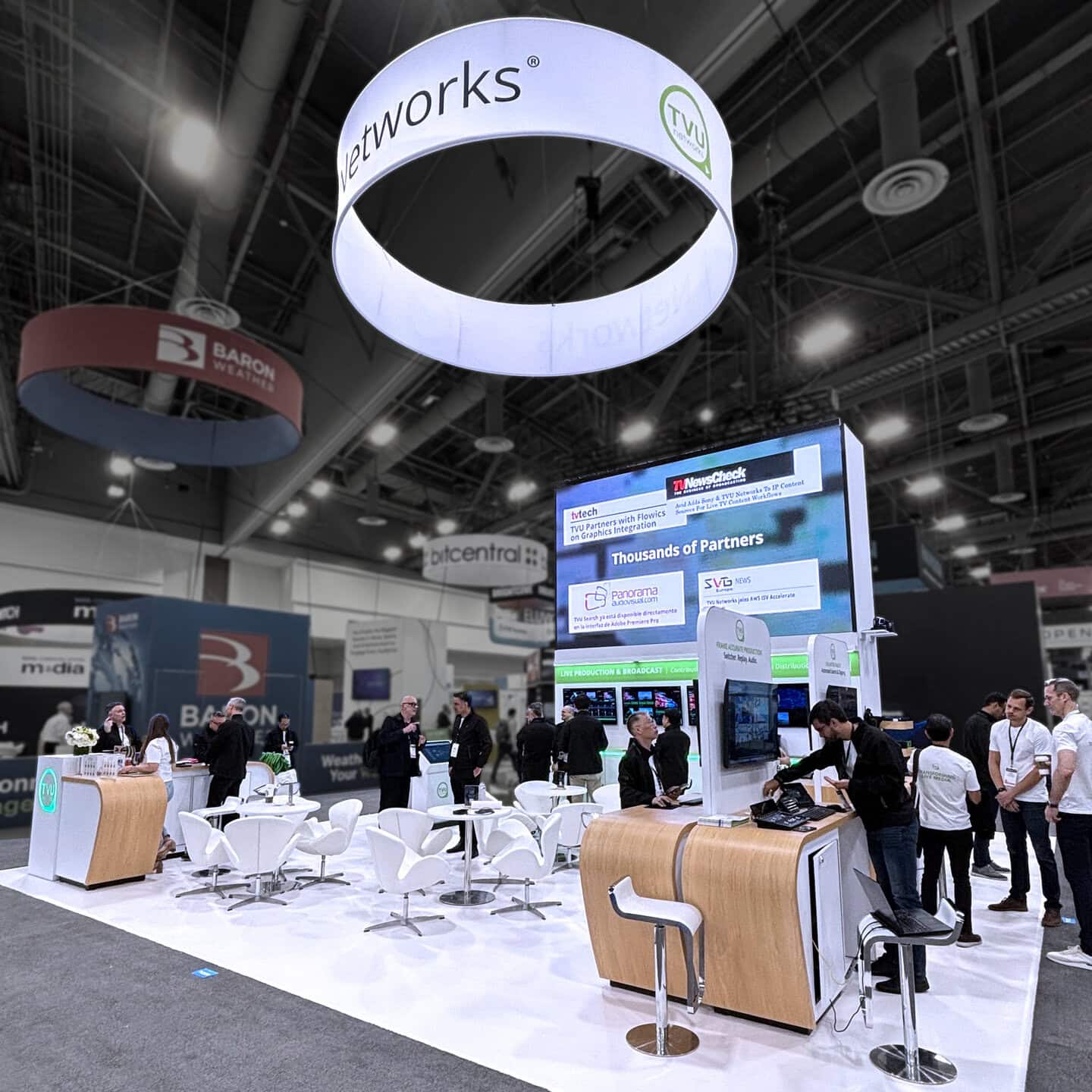 TVU Networks 30x30 exhibit at NAB 2025 - kiosk corner view