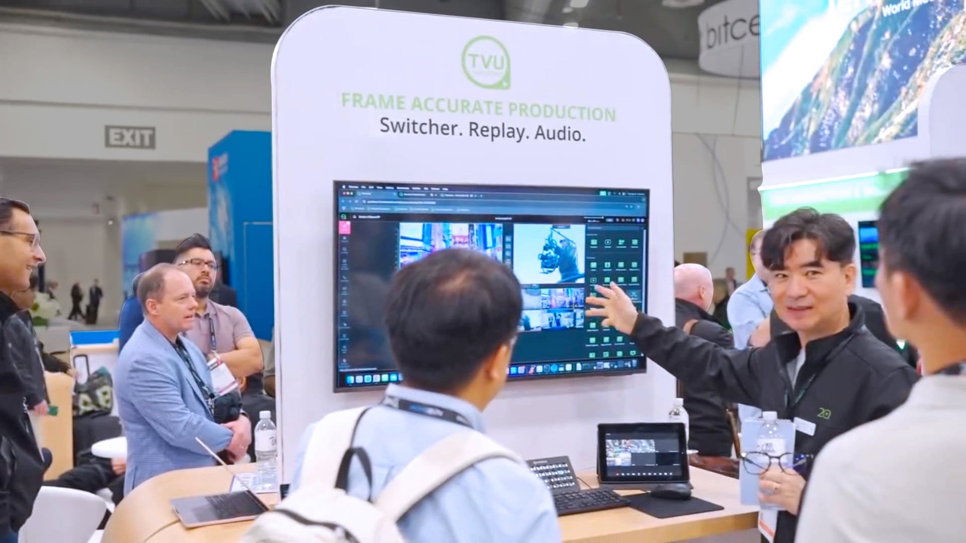 TVU Networks 30x30 exhibit at NAB 2025 - kiosk demo international
