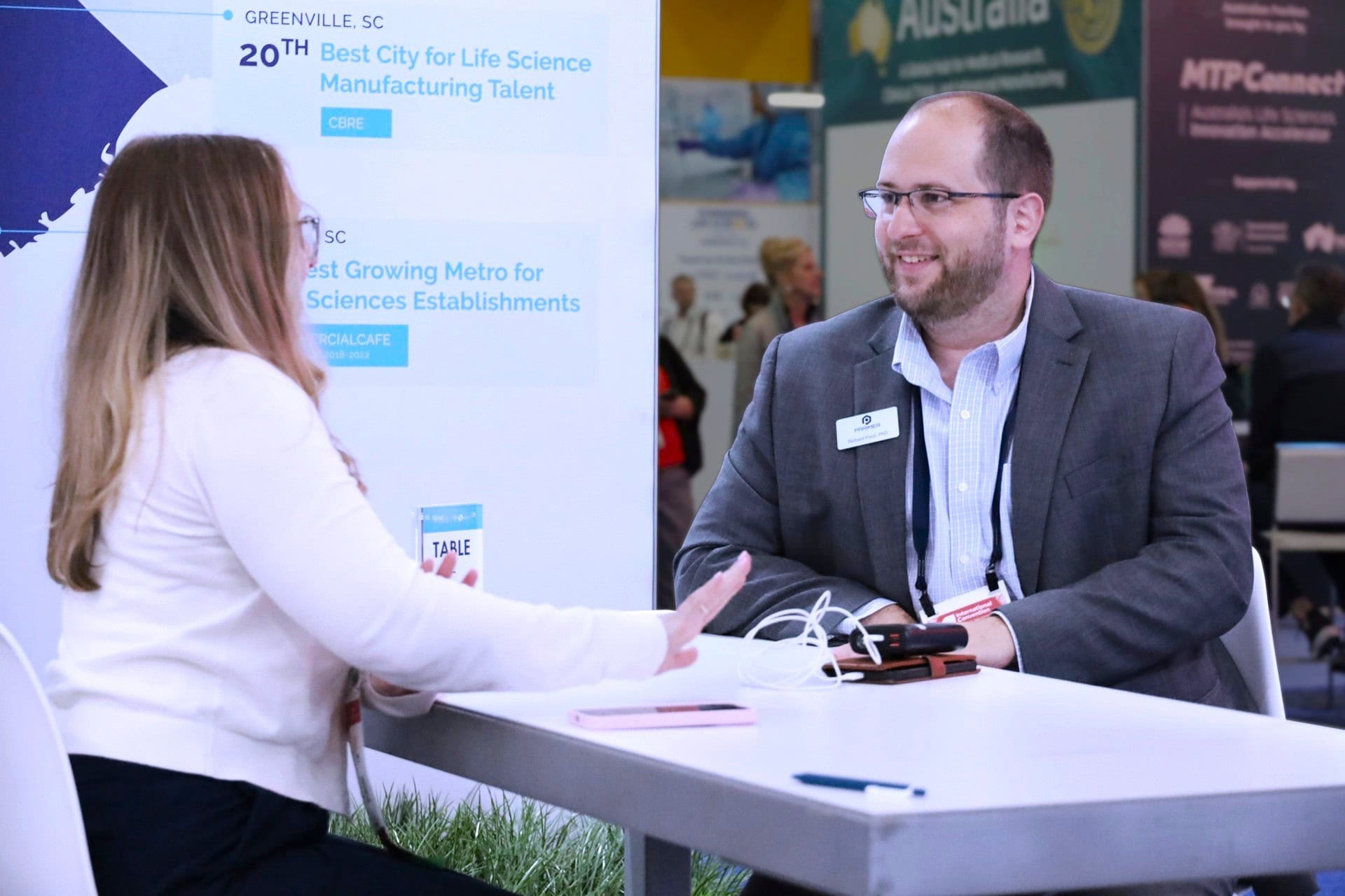 SCbio 20x50 trade show exhibit BIO 2025 - PhD conversation