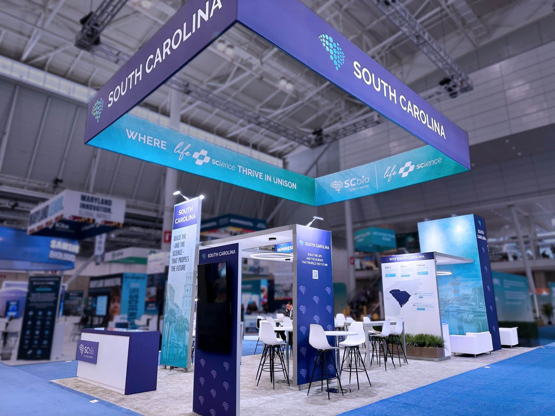 SCbio 20x50 trade show exhibit BIO 2025 - kiosk corner